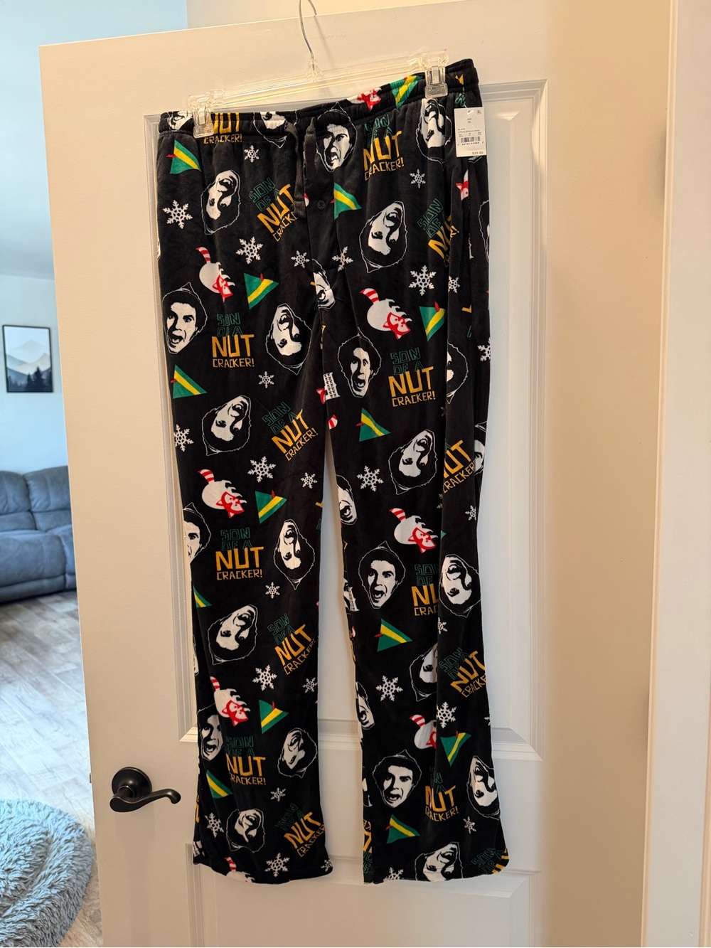 ELF Black Holiday Graphic Joggers with Multicolor Accents